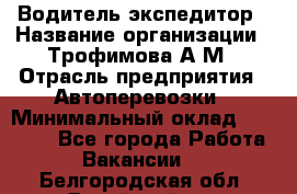 Водитель-экспедитор › Название организации ­ Трофимова А.М › Отрасль предприятия ­ Автоперевозки › Минимальный оклад ­ 65 000 - Все города Работа » Вакансии   . Белгородская обл.,Валуйский р-н
